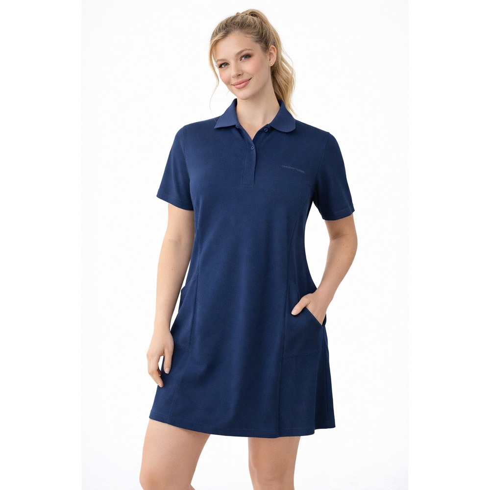 WB10 Outdoor Voices Navy Blue Polo Sport Dress Size L Short Sleeve NWT